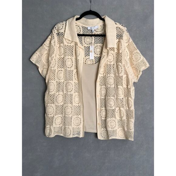 Fever Women's 3X Camisole and Crochet Cardigan Cream NEW - Picture 1 of 7